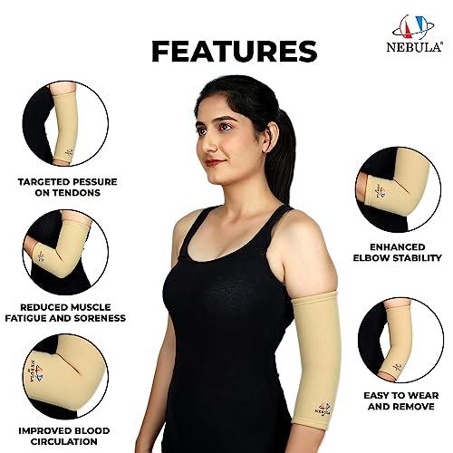 NEBULA NEBULA ebulas Elastic 4-way Bi layered Tennis Elbow Protects the Elbow And Heals. Tennis Elbow Refief. For Both Men And Women. (S, Cream)