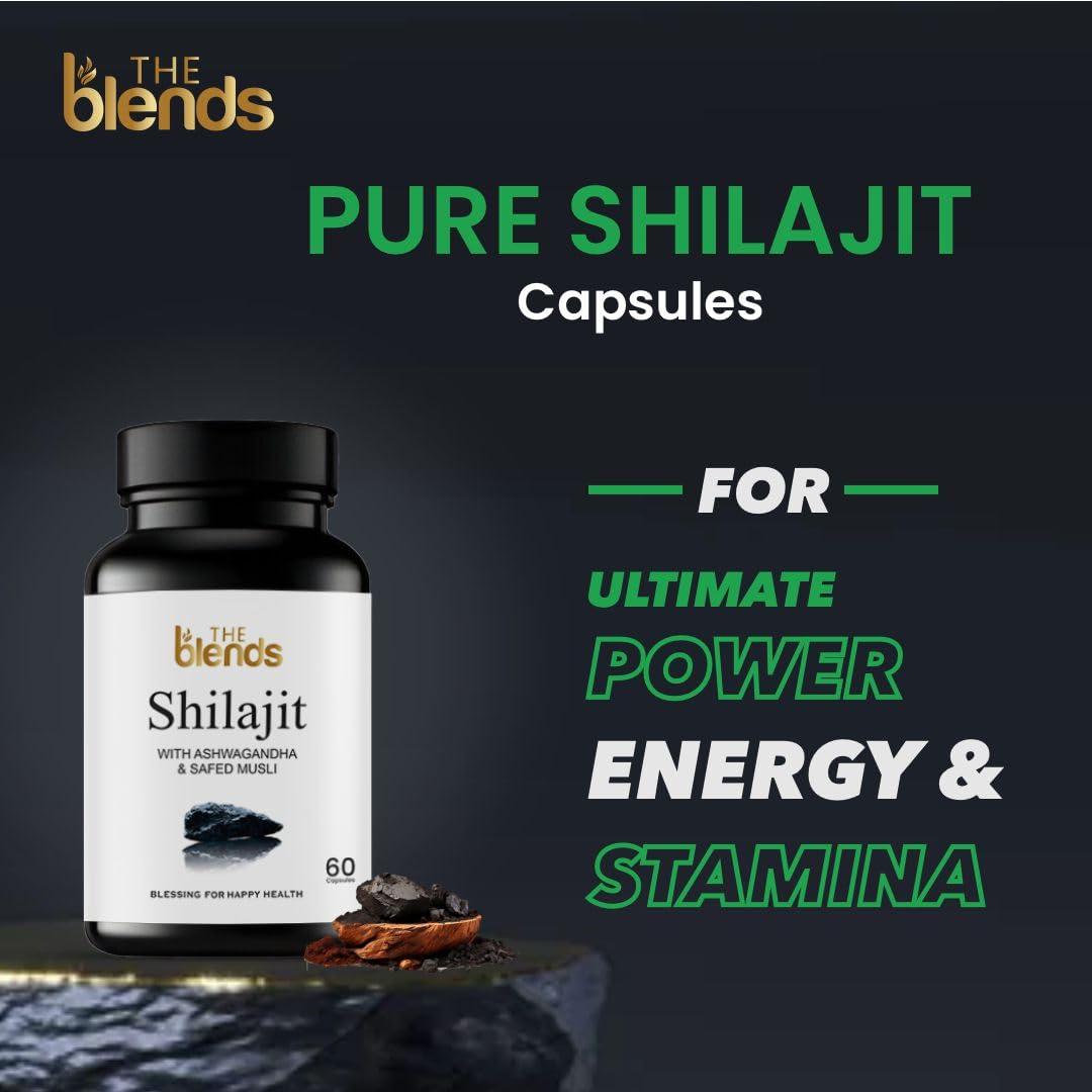 The blends The Blends Shilajit Capsule 500 MG with Ashwagandha and Safed Musli, For Men & Women Pack of 1 (60 Capsule)