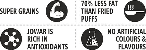 HEKA bites HEKA bites Roasted Jowar Puffs Majestic Masala - Pack of 6 | 86 Kcal | Made with 80% Jowar| Healthy Snack| Sugar Free| Cholesterol Free| Gluten Free (30g x 6)