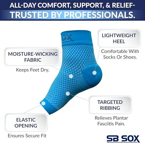 SB SOX SB SOX Compression Foot Sleeves for Men & Women - Best Plantar Fasciitis Socks for Plantar Fasciitis Pain Relief, Heel Pain, and Treatment for Everyday Use with Arch Support (Blue, Medium)