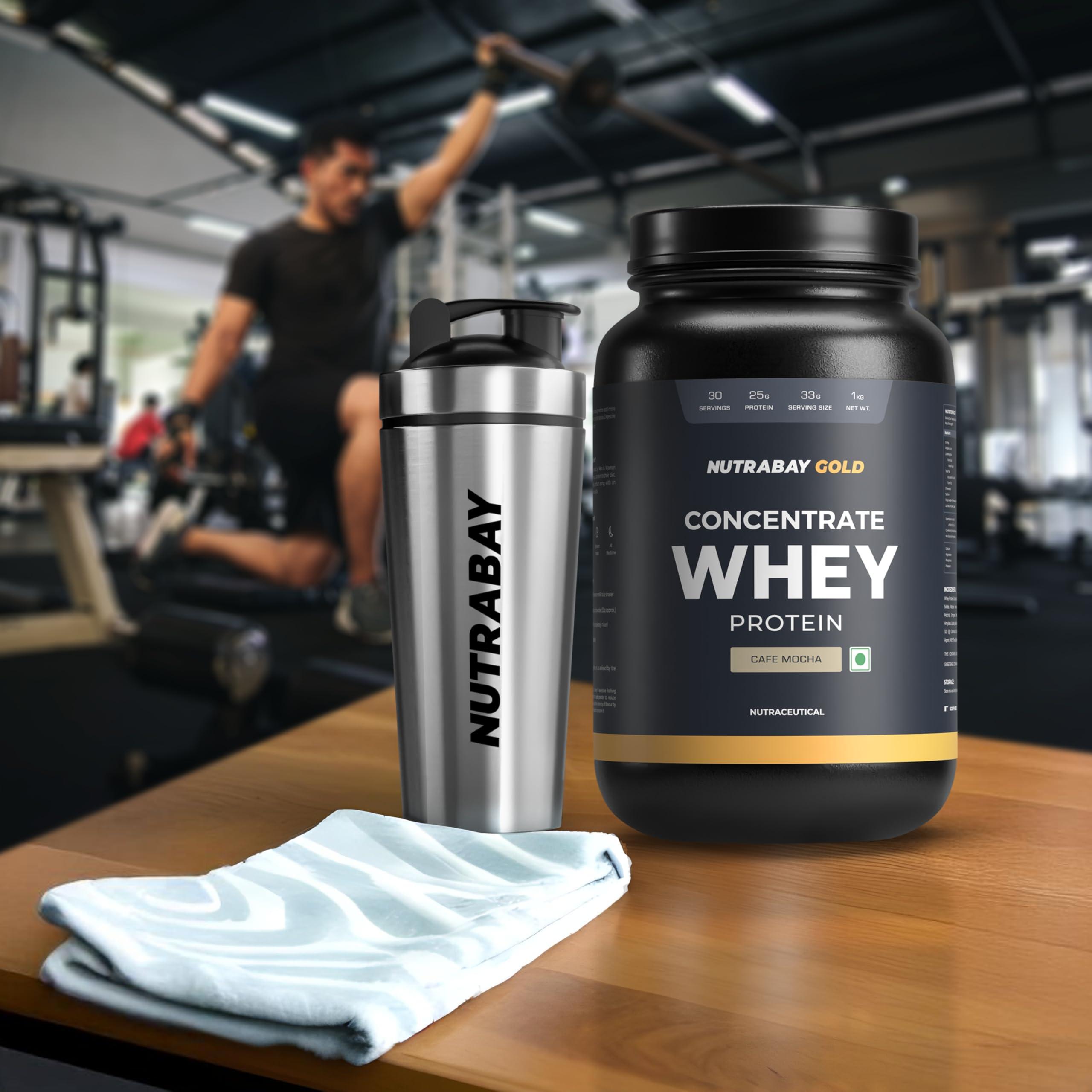 Nutrabay Nutrabay Silver Steel Shaker Bottle 750ml, Ideal for Protein Shake, 100% Leakproof, Food Grade, Sipper Gym Shaker Bottle - 750ml (Silver, Steel)