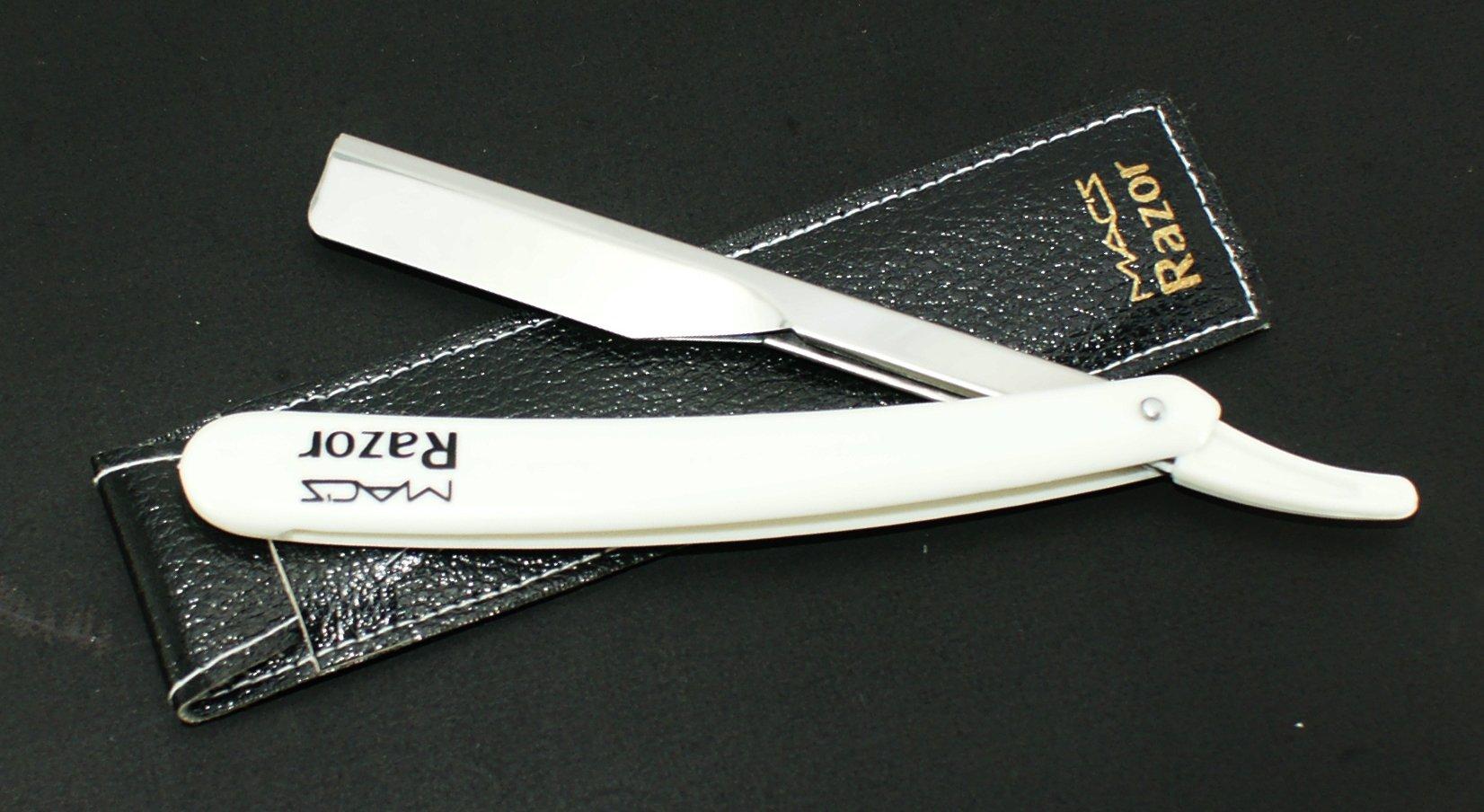 MacRazors+Products Professional Barber Straight Edge Barber Razors Macs Brand-50-01 (White Handle Razors)