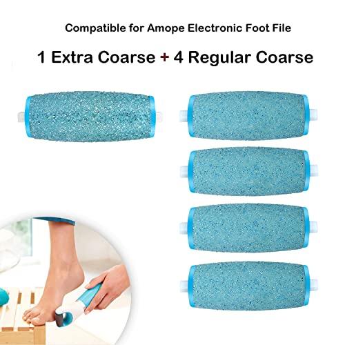 Mayting Replacement Roller Refill Heads for Amope Pedi Perfect Electronic Foot File (1 Extra&4 Regular contains shell powder)