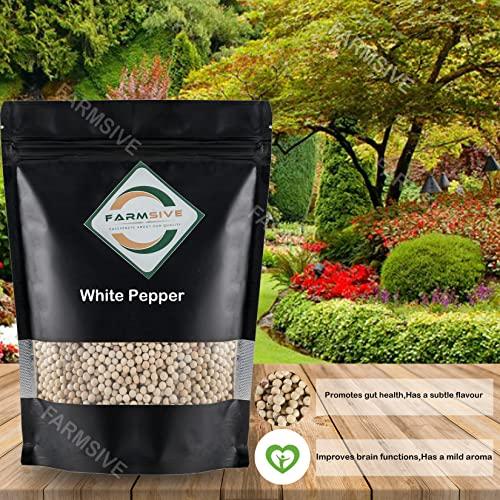 Farmsive Farmsive Organic White Pepper, Pepper Corn, White Mirch, Dakhni Mirch, Safed Mirch Sabut, 900 g