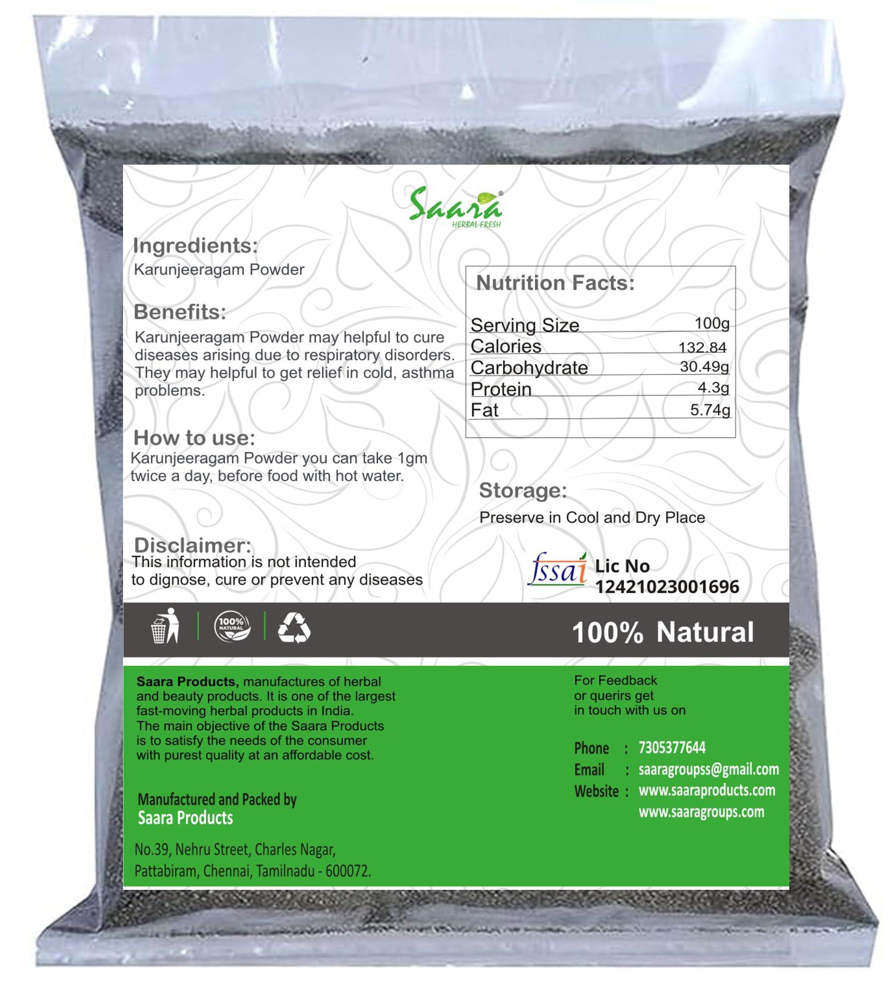 SAARA Saara HERBALFRESH Black Cumin Seeds Powder,101g, Karunjeeragam, Kala Jeeera, Kalonji Seeds, Nigella Seeds Powder, 101g (pack of 1 X 101g)