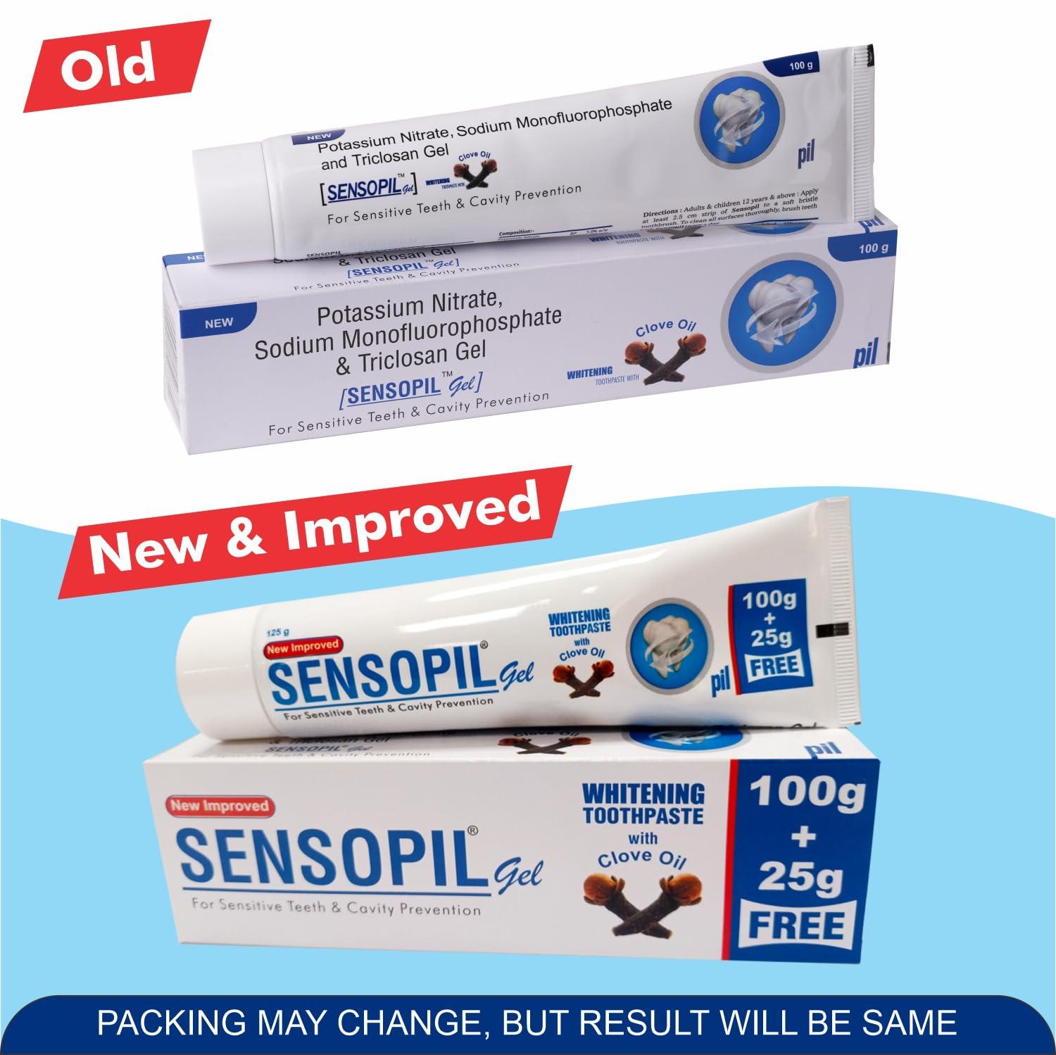 pil Sensopil Gel Whitening Toothpaste With Clove Oil & Dual Action Formula | For Sensitive Teeth & Cavity Prevention- (125g Each) (Pack of 2) | AFR23117