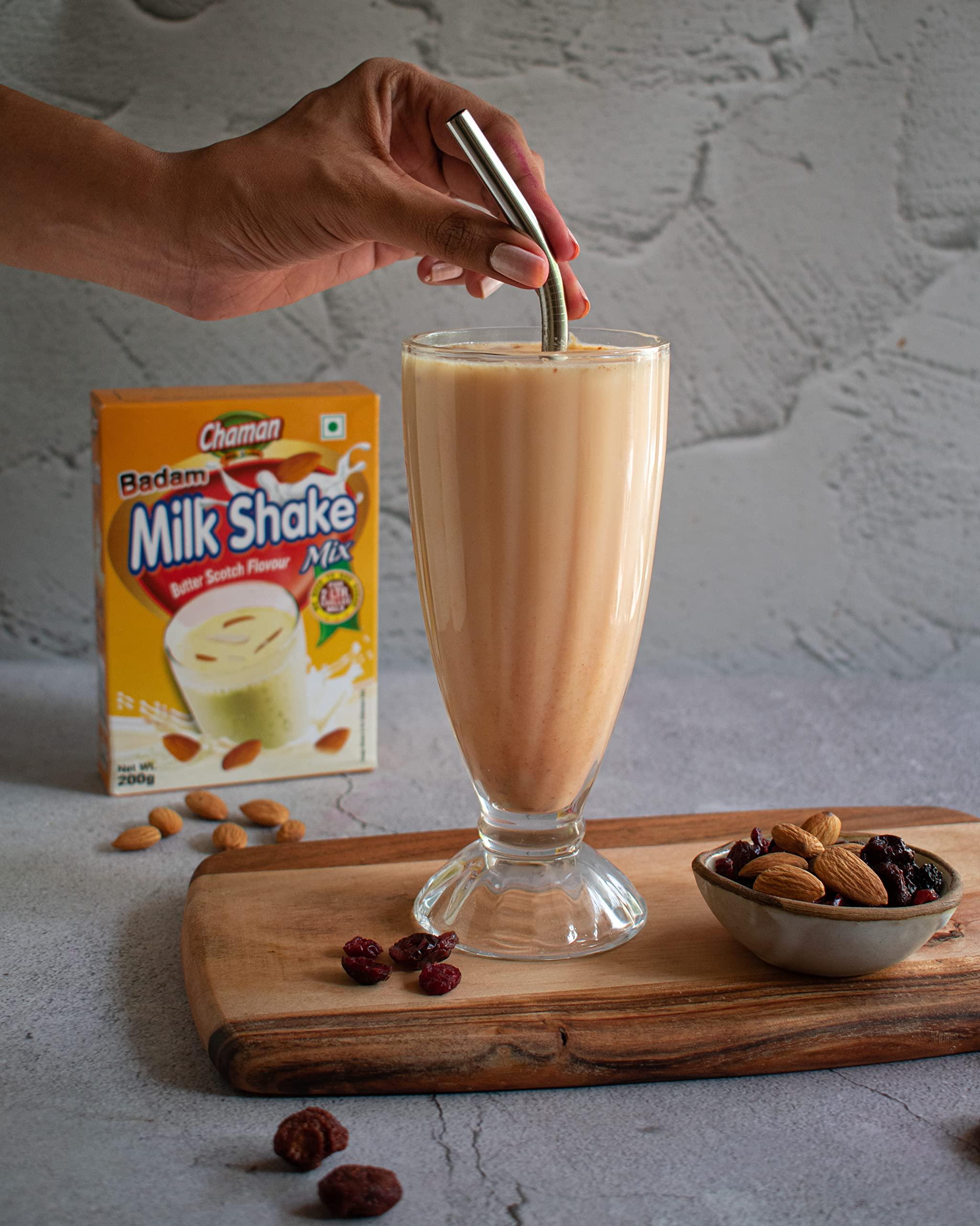 Chaman Chaman Butterscotch Milkshake Mix Powder With Badam Bits 200G, Vegetarian