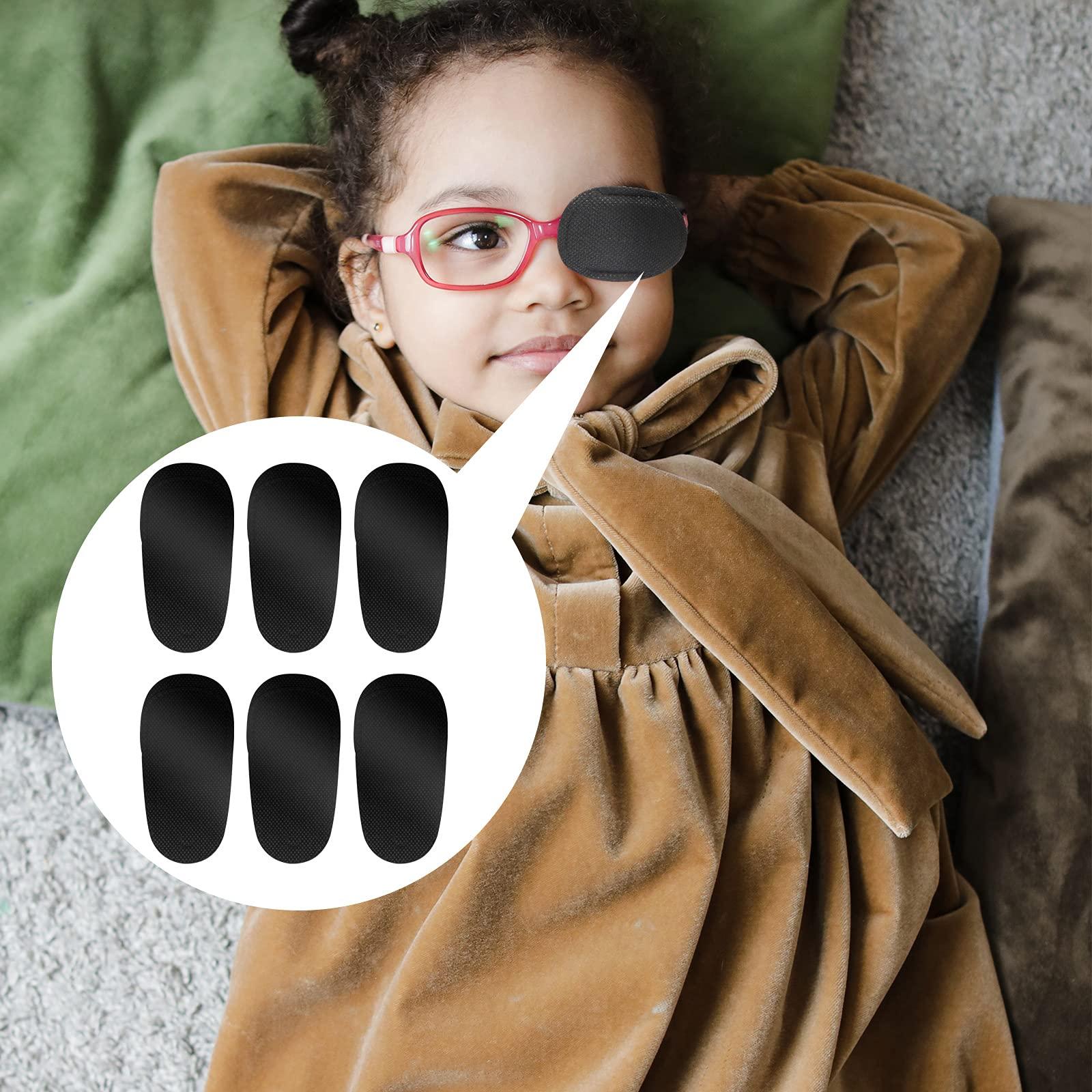 LUTER LUTER 6pcs Eye Patches for Glasses, Reusable Non-Woven Fabric Eye Patch to Cover Left Right Eye Improve Vision for Kids\' & Adults\' Lazy Eye Amblyopia Strabismus (Black, Medium)