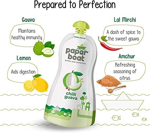 Hector Beverages Paper Boat Chilli Guava Fruit Juice, No Preservatives and Colours (Pack of 12, 200ml each)