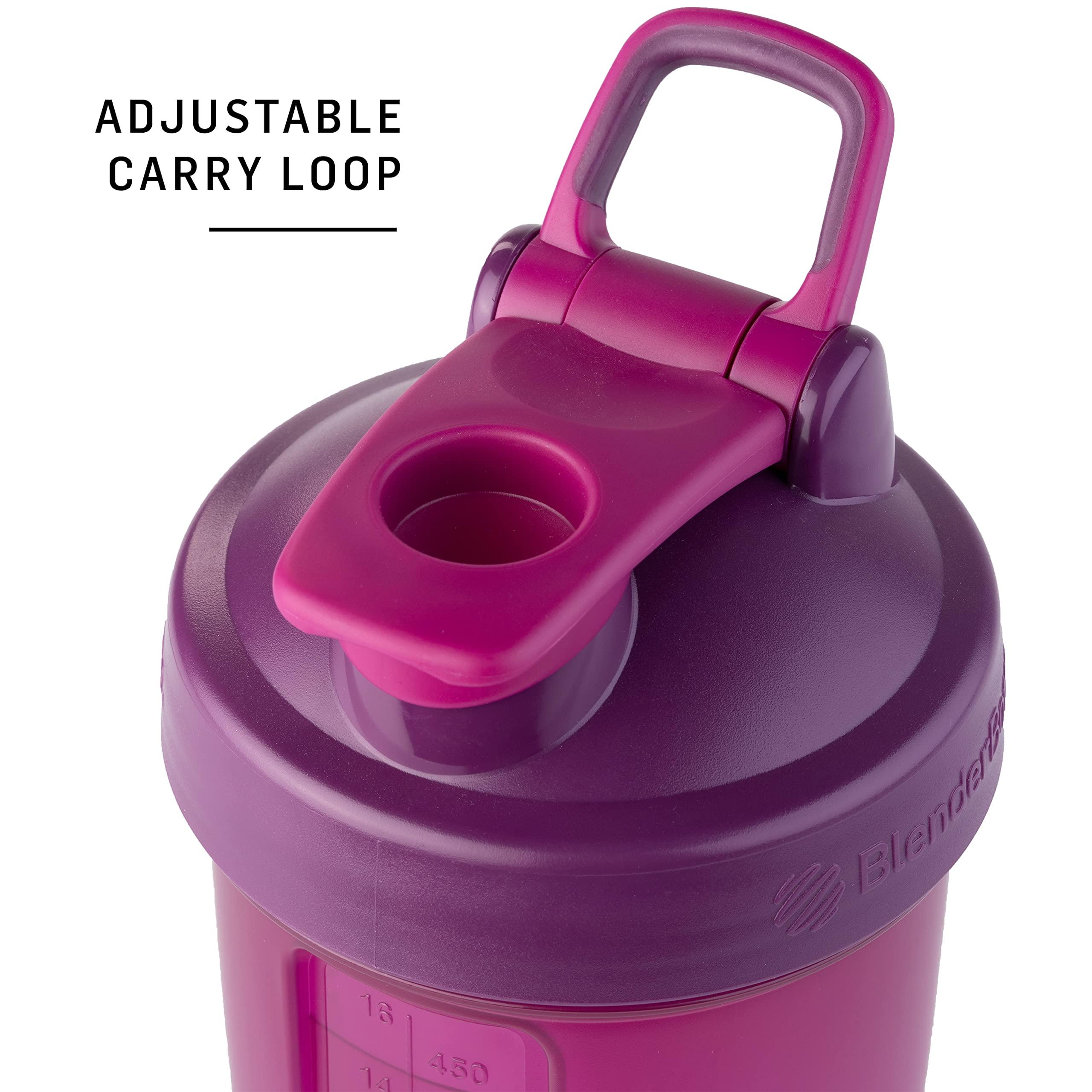 Blender Bottle BlenderBottle Shaker Bottle with Pill Organizer and Storage for Protein Powder, ProStak System, 22-Ounce, Plum