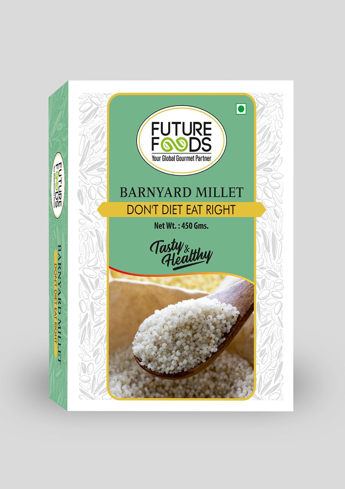 Future Foods Future Foods Premium Barnyard Millet | Jhangora/Sanwa | Gluten Free | Good Source of Protein & Fiber | With More Iron & Zinc Content | Ideal for Celiac & Diabetes Patients | 450g