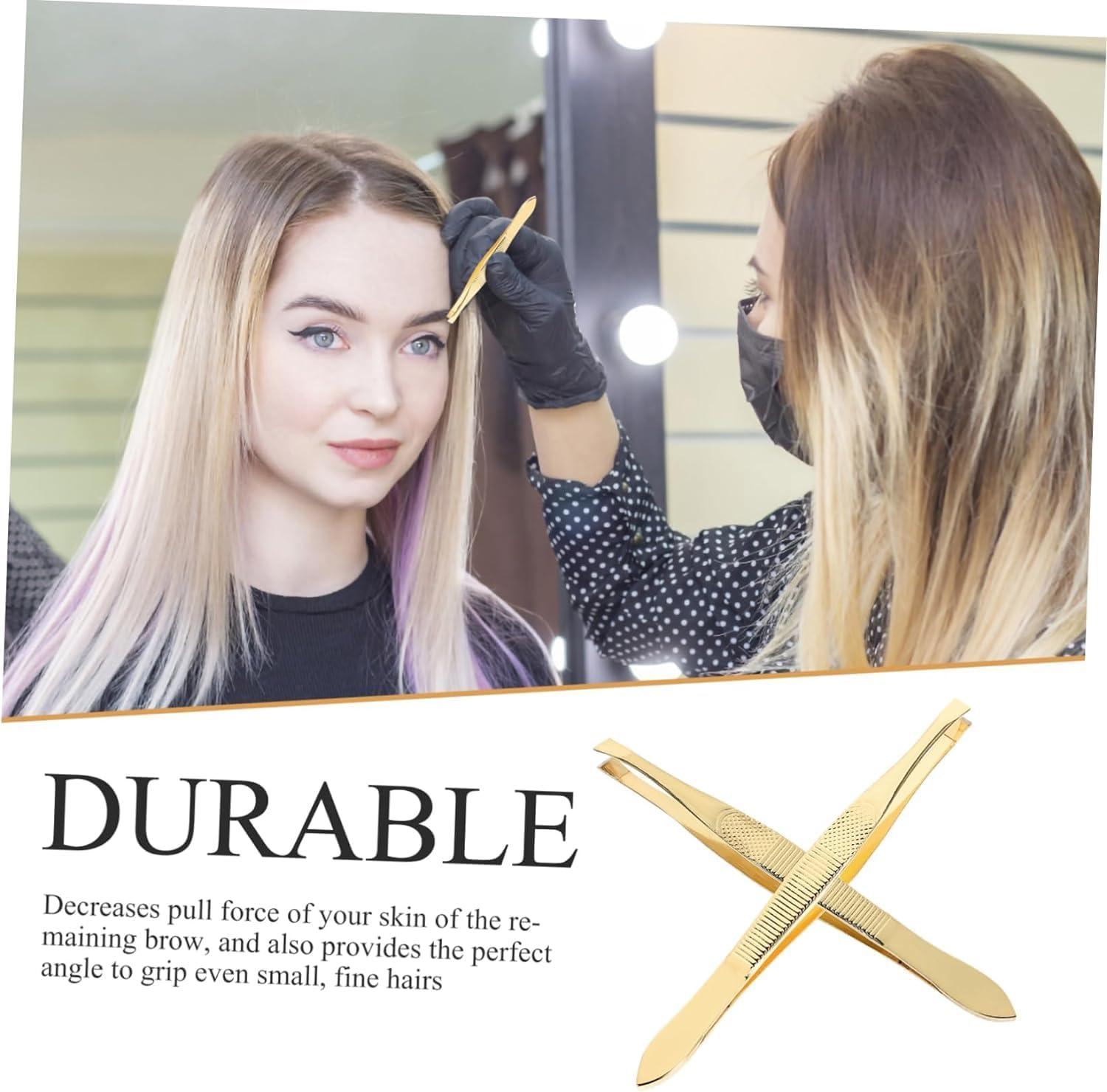 Aternal 2Pcs Eyebrow Tweezers Stainless Steel Professional Tweezers for Eyebrows Beauty Eyebrow Tweezer Eye Hair Removal Tool Hair Remover Tool Facial Tool Kits for Men Women Slant Tip Tweezers Pointy