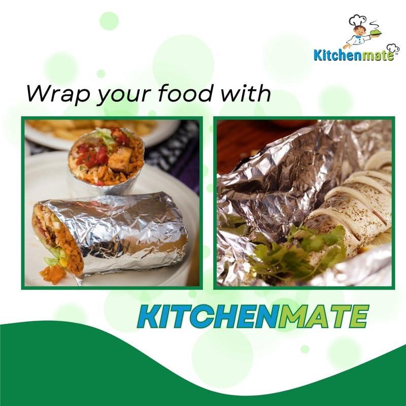 Kitchenmate Kitchenmate 9 m Aluminium Foil for Food Packing, Wrapping, Baking, Storing and Serving, Keeps Food Safe & Flavourful, Microwace Safe Foil Paper for Food Wrap Non Toxic-(Pack of 3)