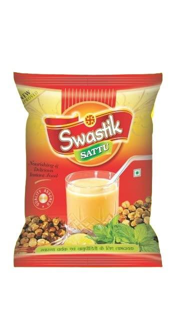 SWASTIK Swastik Sattu Powder | Natural Roasted Black Chana Flour | 100% Natural & Pure Chana Sattu | Chana Sattu Atta with High Fibre | Natural Protein | Chana Sattu Drink Powder 900 Gms (2 Packs of 450 gms)