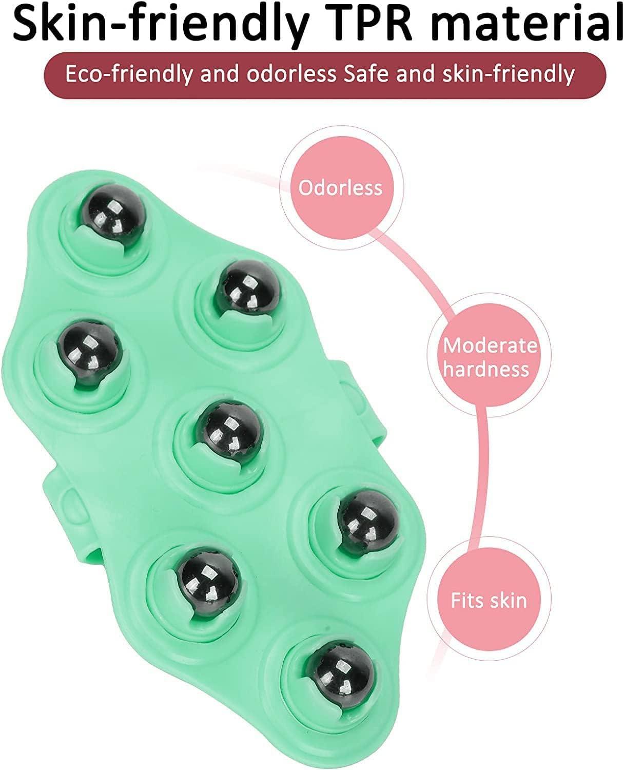 KESESU KESESU Glove Massager Palm Shaped Hand Massage Manual 7 360-degree-roller Mental Roller Ball, Glove Muscle Relax Slimming Magnetic Bead Body Massager (Green)
