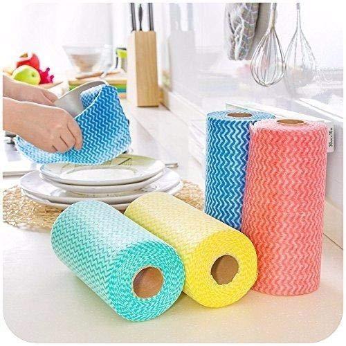 Generic NonWoven Reusable and Washable Kitchen Wipes - 3 Rolls - 80 Wipes per roll - Total 240 Wipes