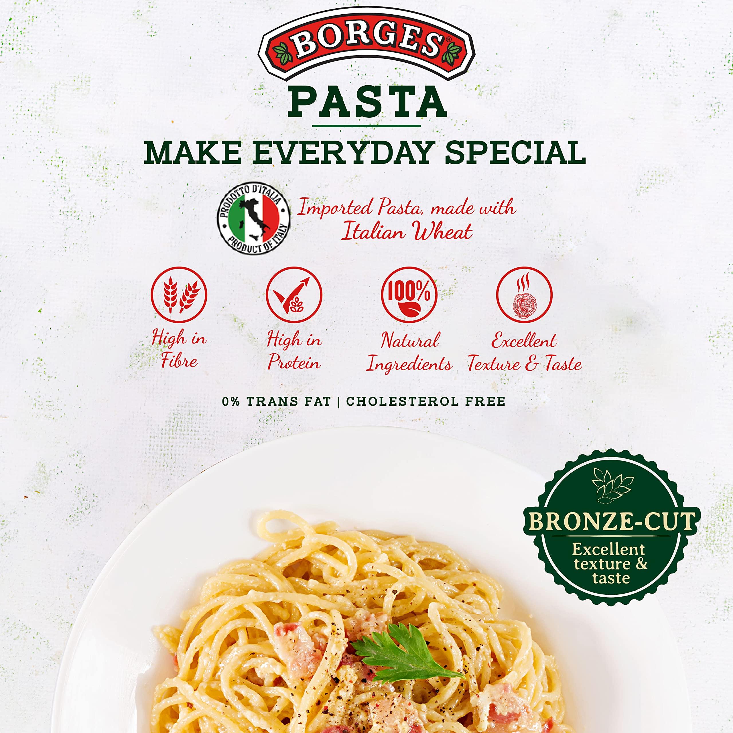 Borges Borges High Protein, fiber, Trans Fat Free and Cholesterol Free Whole Wheat Fusilli Pasta (500 grams) & Borges Spaghetti Durum Wheat Pasta, 500 Grams