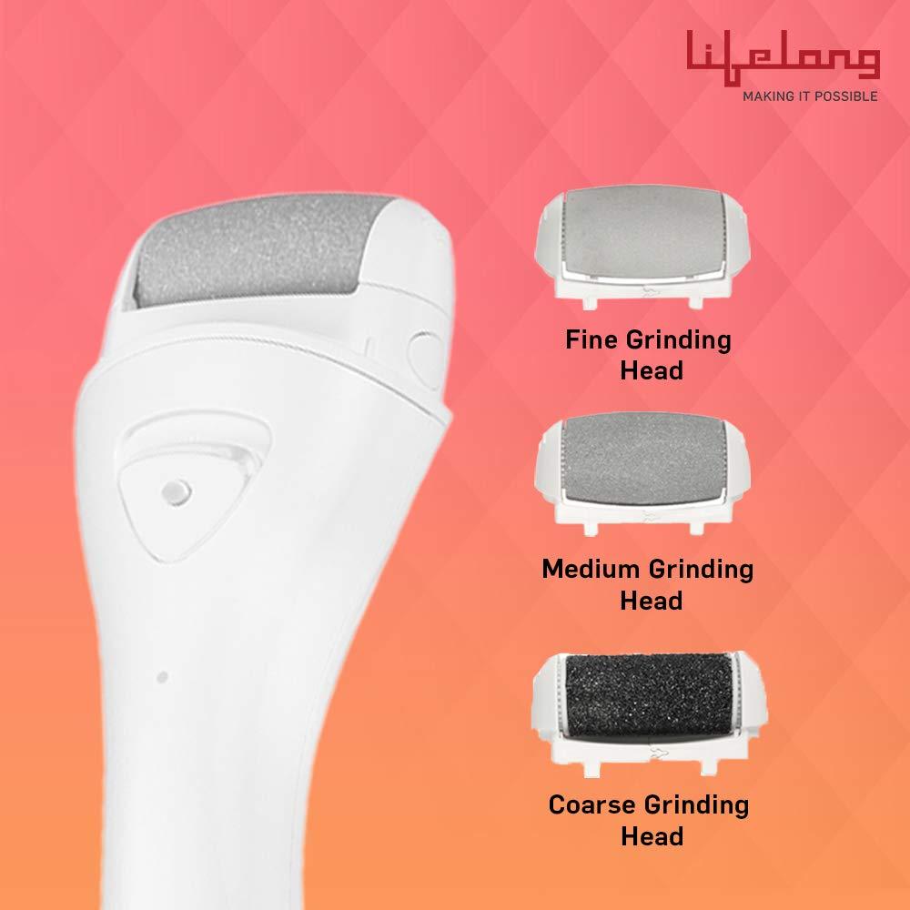 Lifelong Lifelong LLM180 Electric Handheld Full Body Massager with 8 Massage Heads (Brown) & Lifelong LLPCW04 Rechargeable Pedicure Device for Callus & Dead Skin Removal (White)