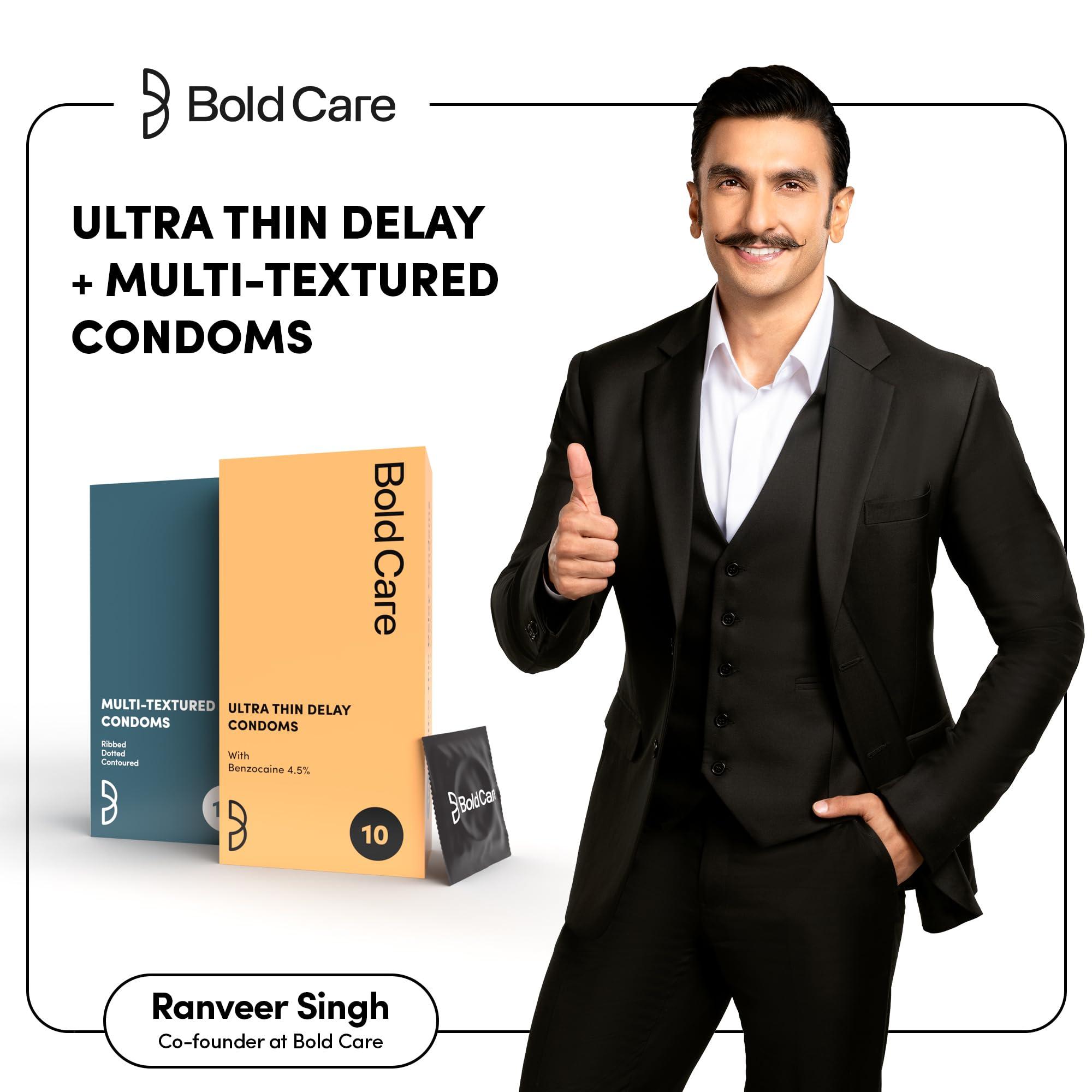 Bold Care Bold Care Multi textured condoms + Ultra Thin Delay Condoms - Super Saver pack - Designed to fit perfectly - Paraben free