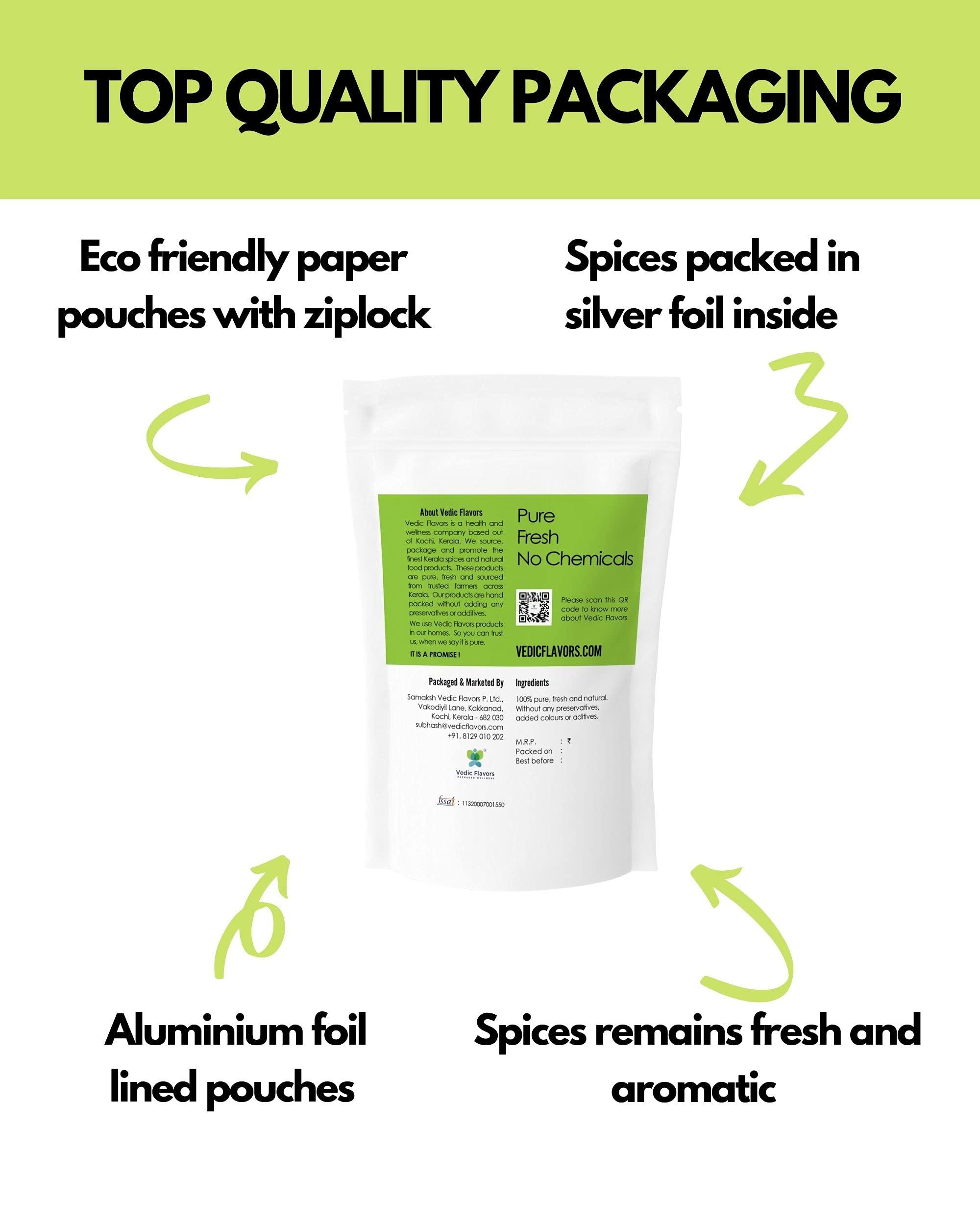 Vedic Flavors PACKAGED WELLNESS Vedic Flavors 6 Whole Spices Combo Pack  Black Pepper 40g, Cardamom 40g, Cloves 40g, Ceylon Cinnamon 40g, Nutmeg Mace 40g, Star Anise 40g / Finest Garam Masala Whole Spices from Kerala