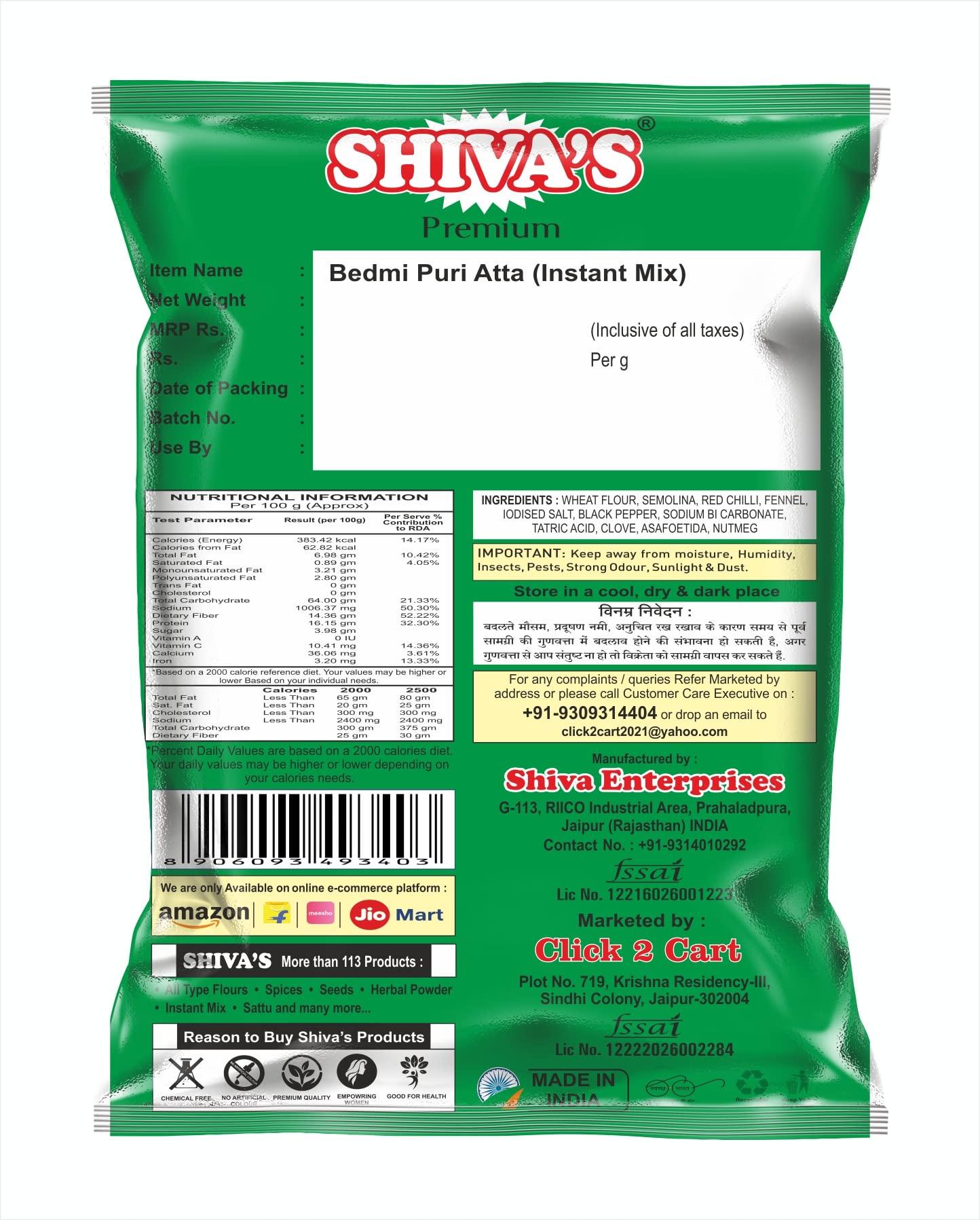 SHIVAS SHIVAS Bedmi Puri Atta | 400 Grams | Traditional Urad Dal & Wheat Flour Mix | Best Atta for Crispy Bedmi Poori, Puffed Pooris & Deep Frying