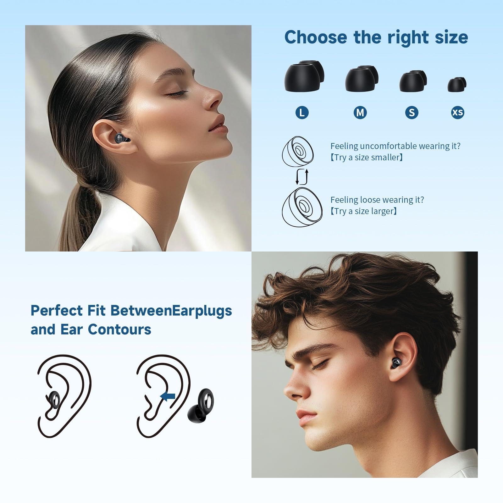 PEATOP PEATOP Ear Plugs Ultra-Comfortable Reusable Noise-cancelling Earplugs, Washable Silicone Swimming Ear Plugs, Earplugs for Sleeping, Deep Learning Focus, Travel and Noise Sensitive Users(Black)
