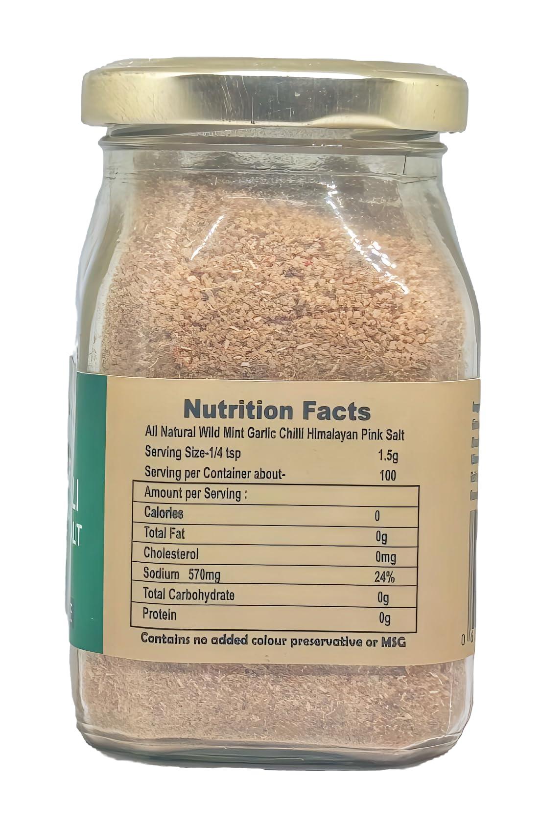 Artisan Palate Artisan Palate Wild Mint Chilli Garlic Himalayan Pink Salt Jar | All Natural | Seasoning for Dips, Fries, and Salad Dressings | 150 gms (Pack of 1)