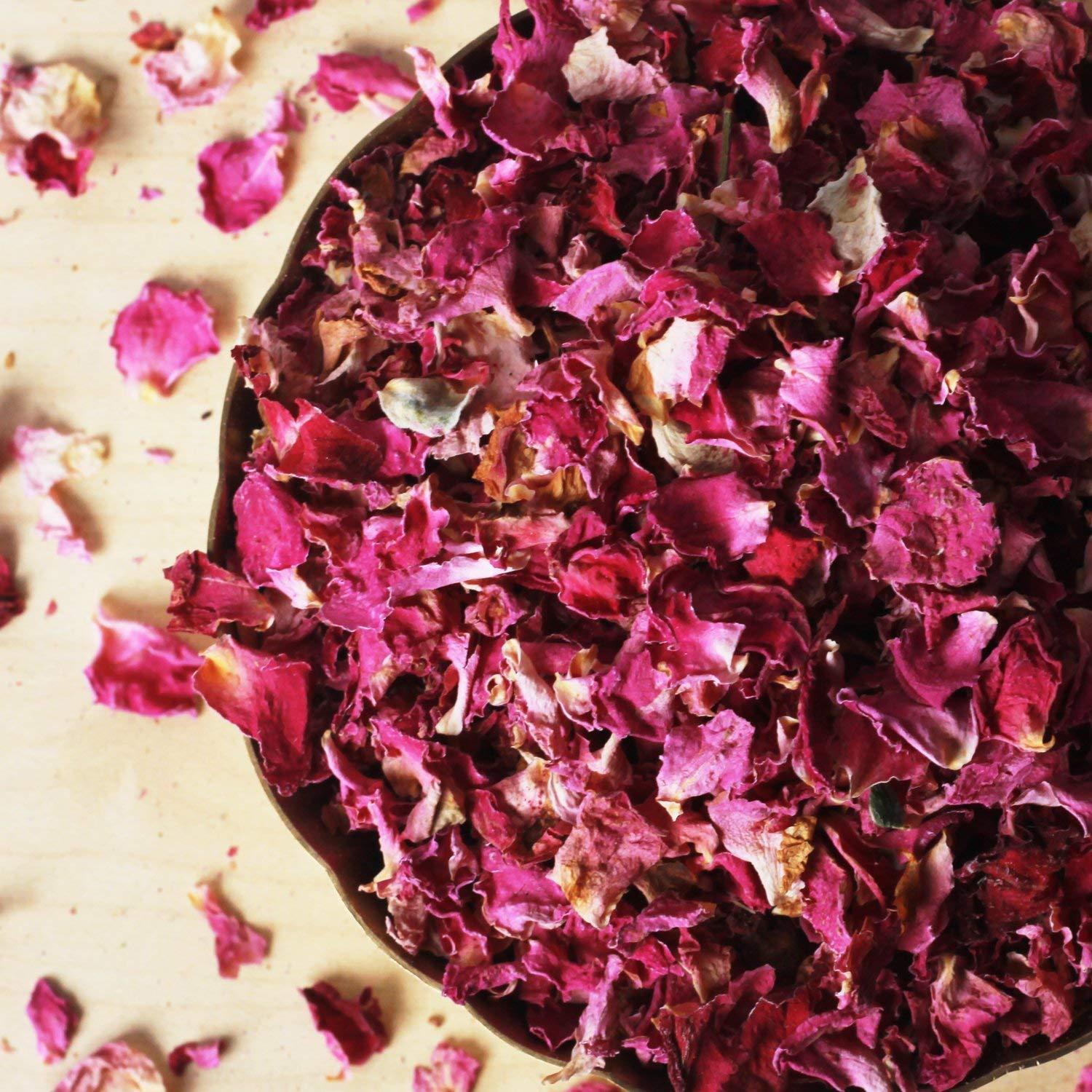FreshoCartz FreshoCartz Sun Dried Rose Petals | Edible Rose Leaves | Gulab Patti for for Skin Care/ Herbal Tea/ Toppings for Indian Sweets (400gm)