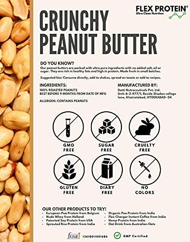 FLEX PROTEIN- Reimagine Nutrition Through Nature Flex Protein Natural Peanut Butter Crunch (Vegan - Non-GMO - Gluten Free, Unsweetened) (1 Kg)