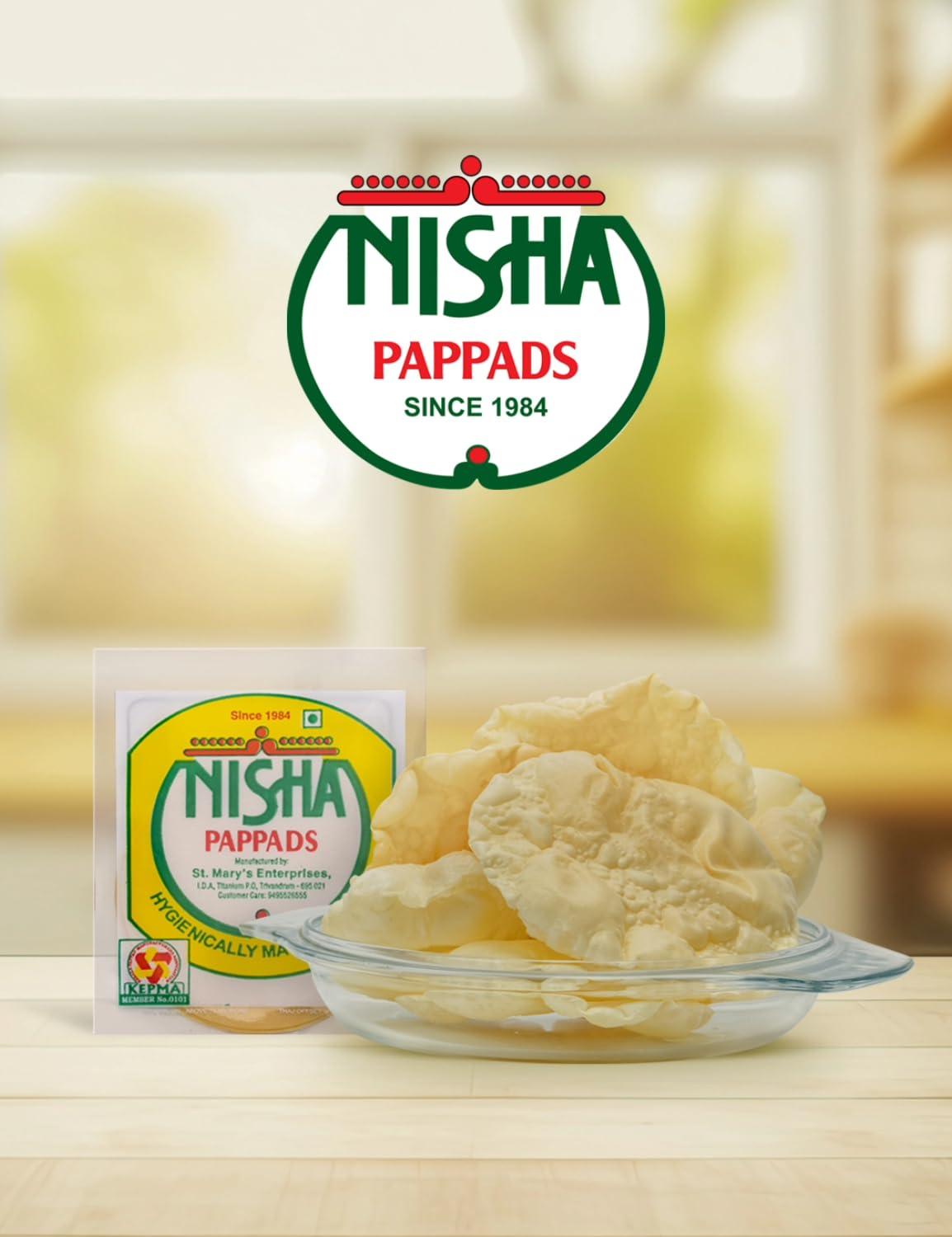 Nisha Pappads Nisha Pappads Hygienic Real Traditional Kerala Taste PAPPADAM - 250 g - 4.5 Inch - Machine made