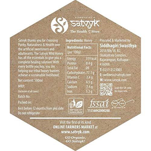 S Siddhagiri's SATVYK THE HEALTH re STORE S Siddhagiri\'s SATVYK THE HEALTH re STORE Organic Wild Honey (1kg) - Raw Honey | Natural Wild Honey | Unprocessed Original Honey | Pure Wild Honey | Chemical Free & Pesticides Free | Free from Sugar Syrup | Unpasteurized Honey