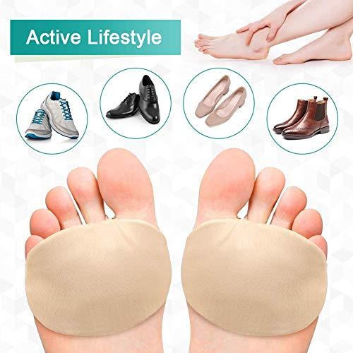 VINGVO Gel Metatarsal Pads for Hard Skin Mortons Neuroma, Ball of Foot Cushion Support Socks for Diabetic Feet, Callus, Blisters, Metatarsalgie, Sore Forefoot Pain Relief for Barefoot or Wear in Shoes