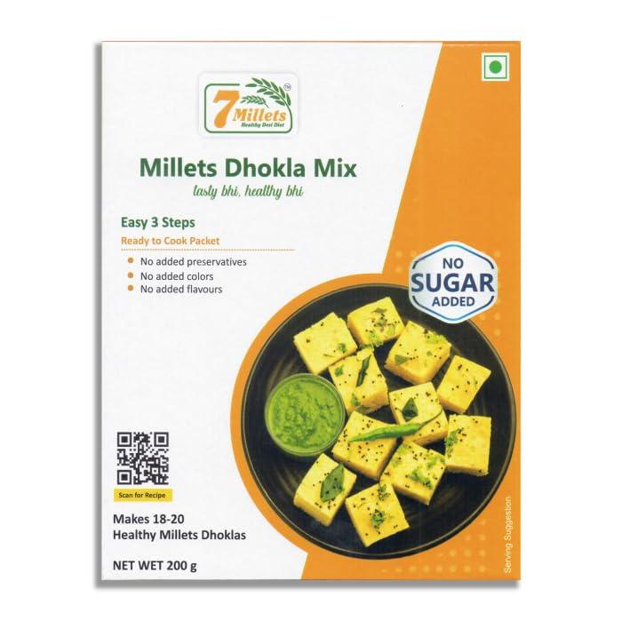 7Millets 7Millets Dhokla (200g x 1 Pack) and Dosa (200g x 2 Pack) - Ready to Cook Premix