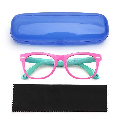 JM JM Anti Blue Light Blocking Glasses for Girls Computer Screen Protector Light Anti Eye Strain Glasses Pink Frame Green Temple