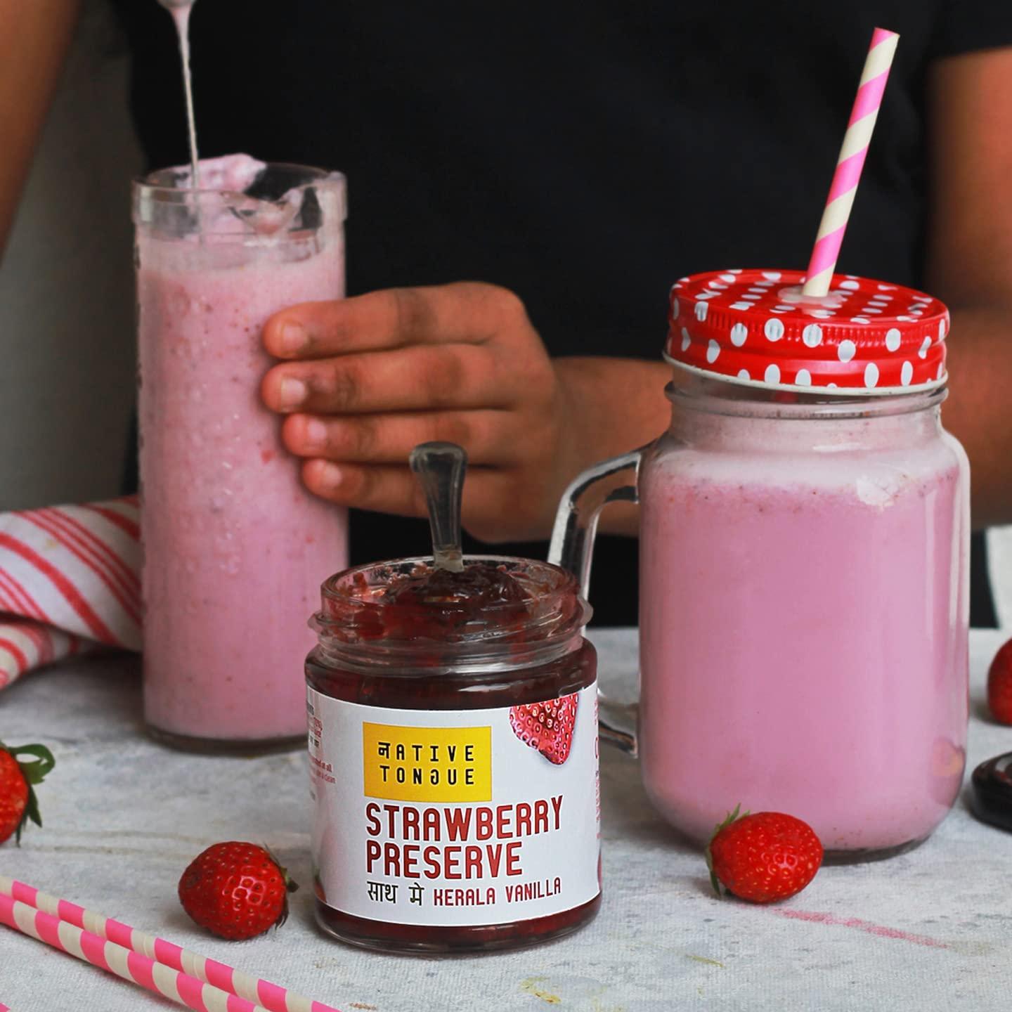 Native Tongue Native Tongue Strawberry preserve with Kerala Vanilla | 100% natural Strawberries Jam | 70% fruit | No preservatives | No artificial colours or flavours | 200 gms