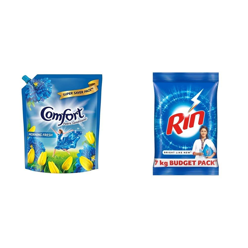 Comfort Comfort After Wash Morning Fresh Fabric Conditioner Pouch - 2 L & Advanced Detergent Powder - 7 kg Combo