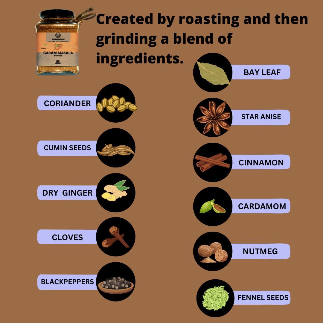 INDIANA ORGANIC Indiana Organic Garam Masala Powder - 150 Gram Freshly pack on order | No Red chilli | No onion and garlic.