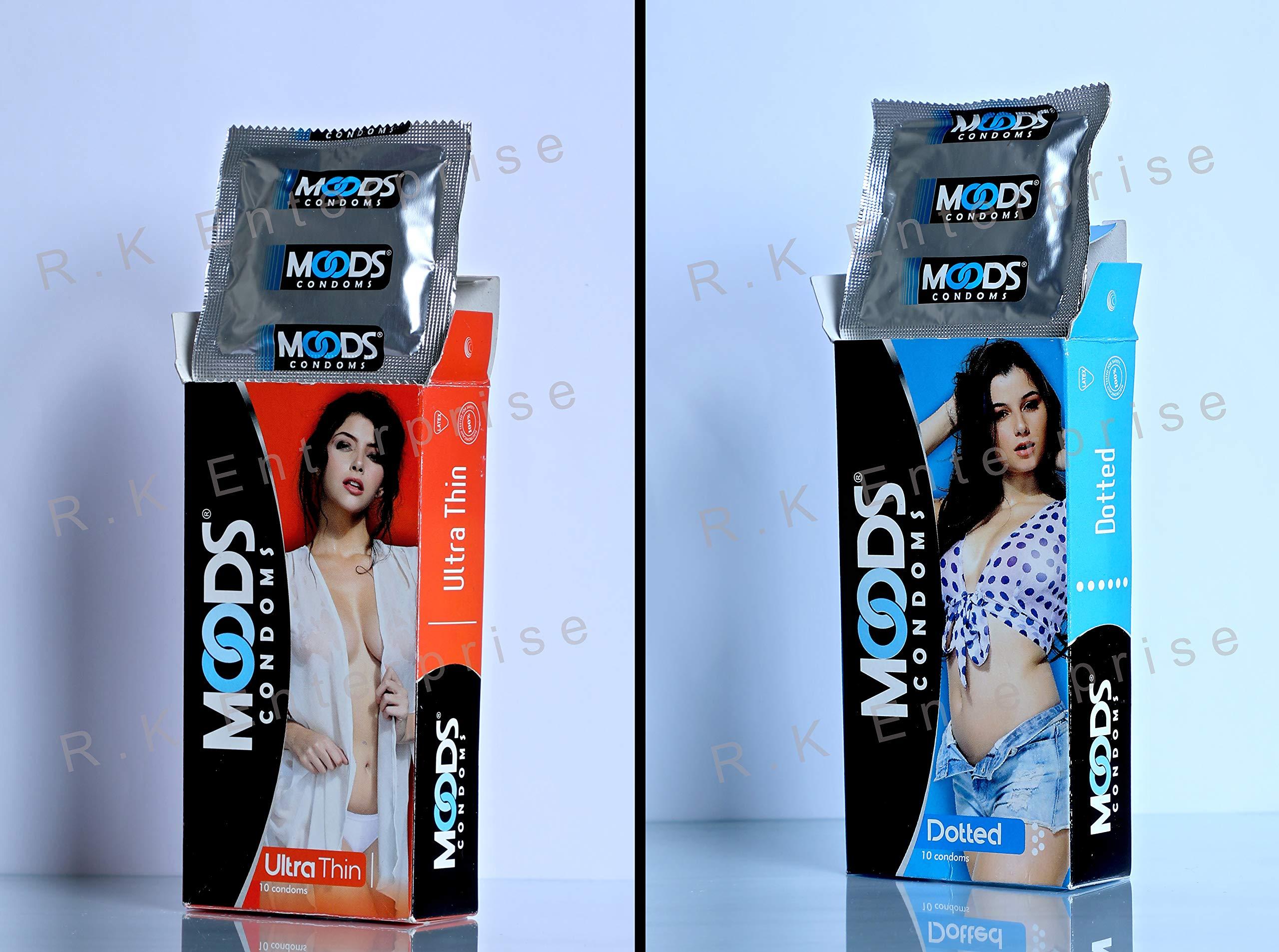 MOODS MOODS Men condom Multi Flavours Best Combo (Dotted-10s Ultrathin-10s) *2Pack in 20pic