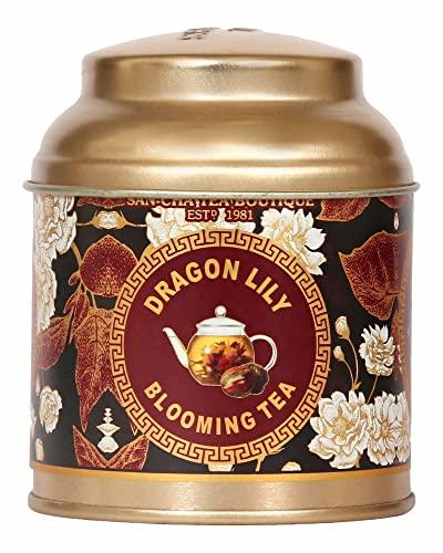 SAN-CHA SAN-CHA Tea Boutique, Dragon Lily Blooming Tea, Flowering Tea, Ornamental Tea, Hand Woven, Osmanthus & Lily Flower Tea, Blooming Tea Flower, Green Tea, 190 Gram