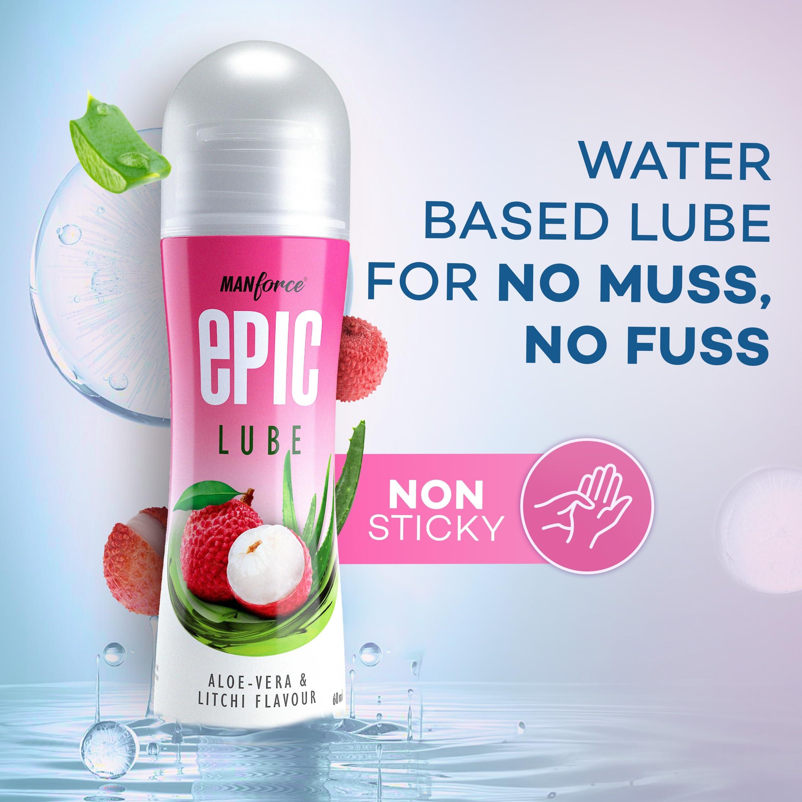 Manforce Manforce Epic Lube (Lubrication Gel for Men & Women) |Aloe-Vera & Litchi Flavoured |Water-Based Gel |Skin-Friendly |Safe to Use with Condoms |60ml