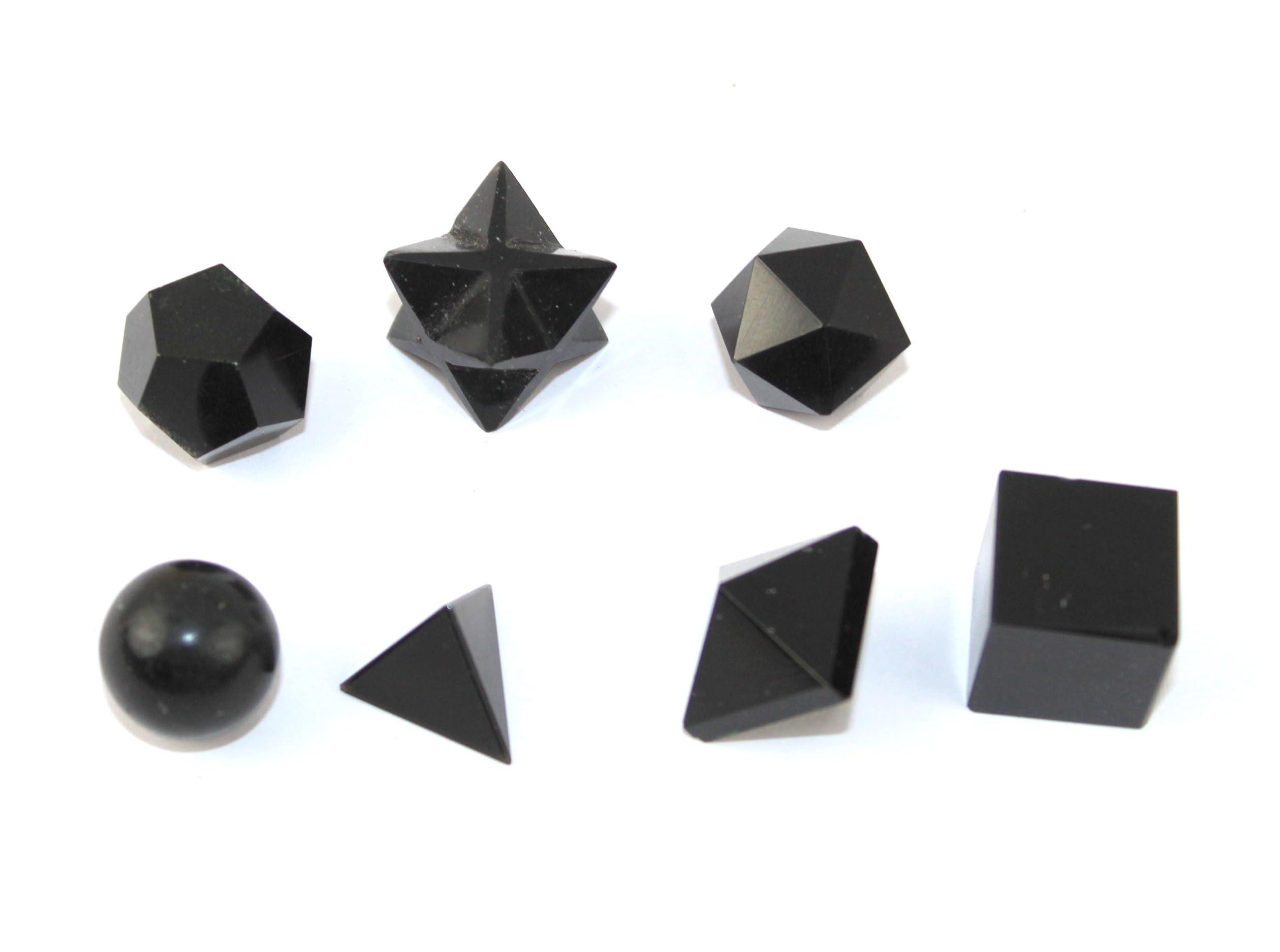 Jet International Crystal Jet Black Obsidian Sacred Geometry Sets Free Booklet jet International Crystal Therapy 7 Stone Platonic Solid Merkaba Star w/ Velvet Pouch Attractive Cleansing