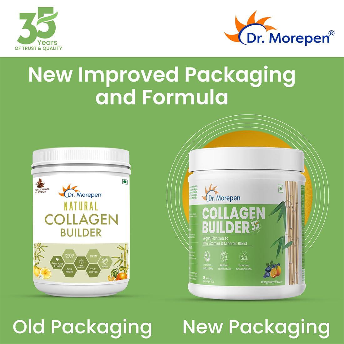 Dr. Morepen Dr. Morepen Natural Collagen Builder | Plant Powered Nutrition | Natural & Safe | Orange & Berry Flavour 250Gm Pack Of 2, Powder