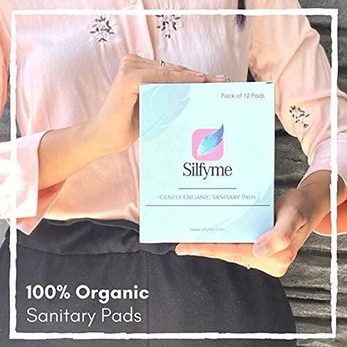 Generic Silfyme Organic Biodegradable Sanitary Pads Made of 100% Organic cotton & Bamboo Fibre - Rash-Free | Plastic Free | Paraben Free | Toxin Free | Chlorine Free - Pack of 24 ( 12 Medium Flow & 12 Heavy Flow)