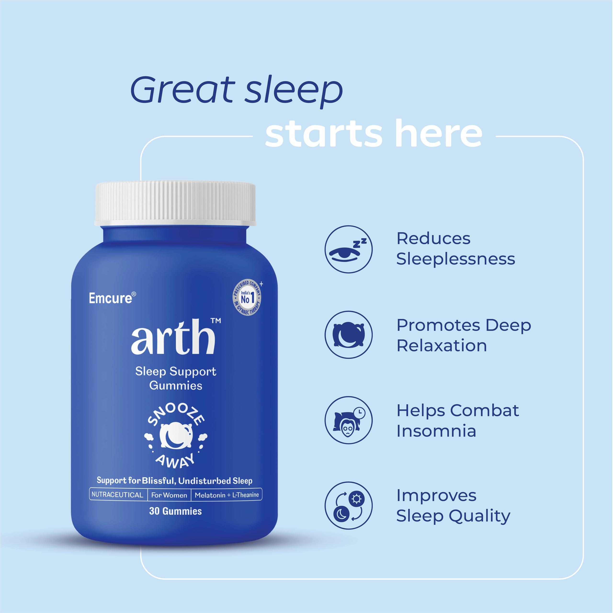 ARTH Arth Sleep Gummies | 30 Plant-Based Melatonin Gummies (5mg) with Chamomile, Passion Flower Extract & L-Theanine | Supports Deep Sleep & Relaxation | Safe, Non-Addictive Sleep Aid with No Added Sugar