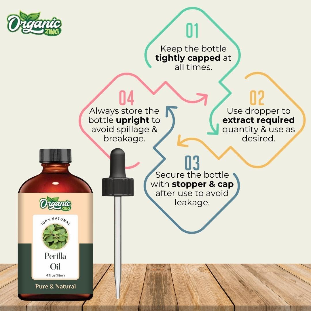 ORGANIC ZING Organic Zing Perilla (Perilla frutescens) Oil | Pure & Natural Carrier Oil for Aroma, Diffuser & Skincare - 118ml/3.99fl oz