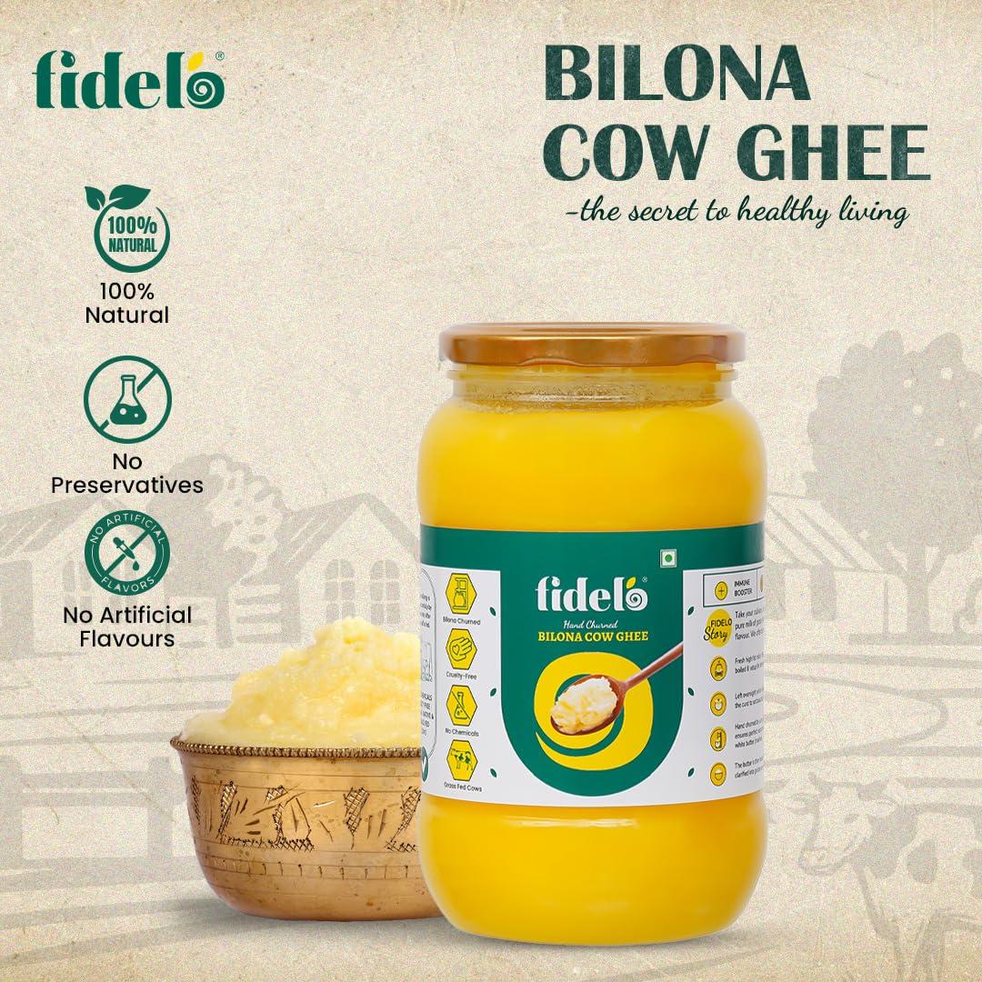 Fidelo Fidelo Bilona cow ghee| 1 litre| 100% pure & natural|chemical free | direct manufacturer | vedic bilona method|curd churned|small batch|sustainable packaging|