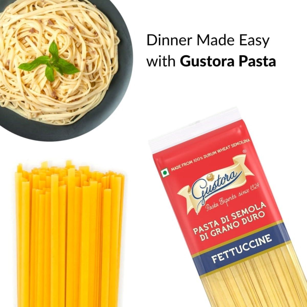 Gustora GUSTORA Combo of Spaghetti & Fettuccine Pasta, 1 KG I Pasta Combo Made of Durum Wheat Semolina I Rich in Protein I Vegetarian