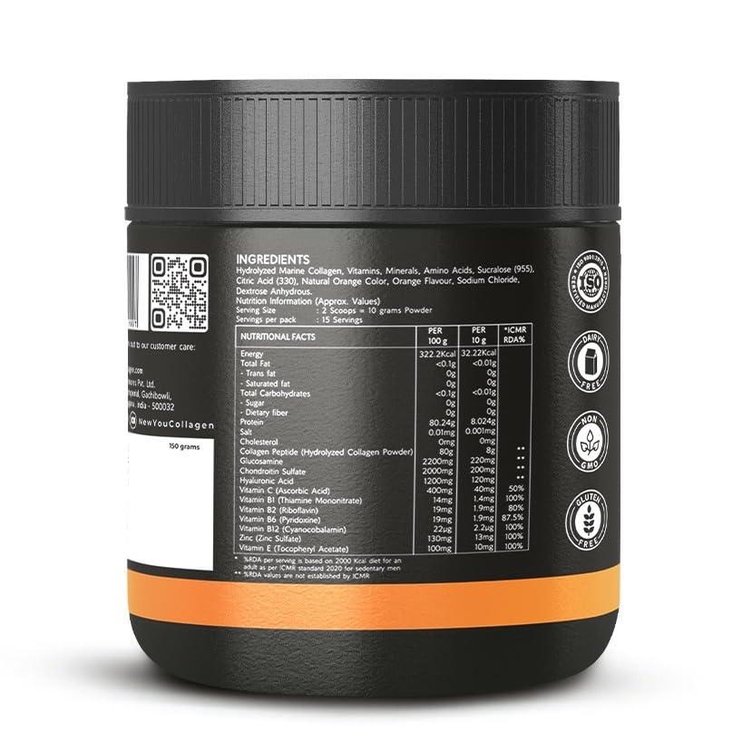 NEWYOU NewYou Collagen Active Performance Booster | Enhances Joint Movement, Bone Strength & Flexibility | Helps Reduce Back & Knee Pain | Japanese Marine Collagen + Glucosamine + Hyalu