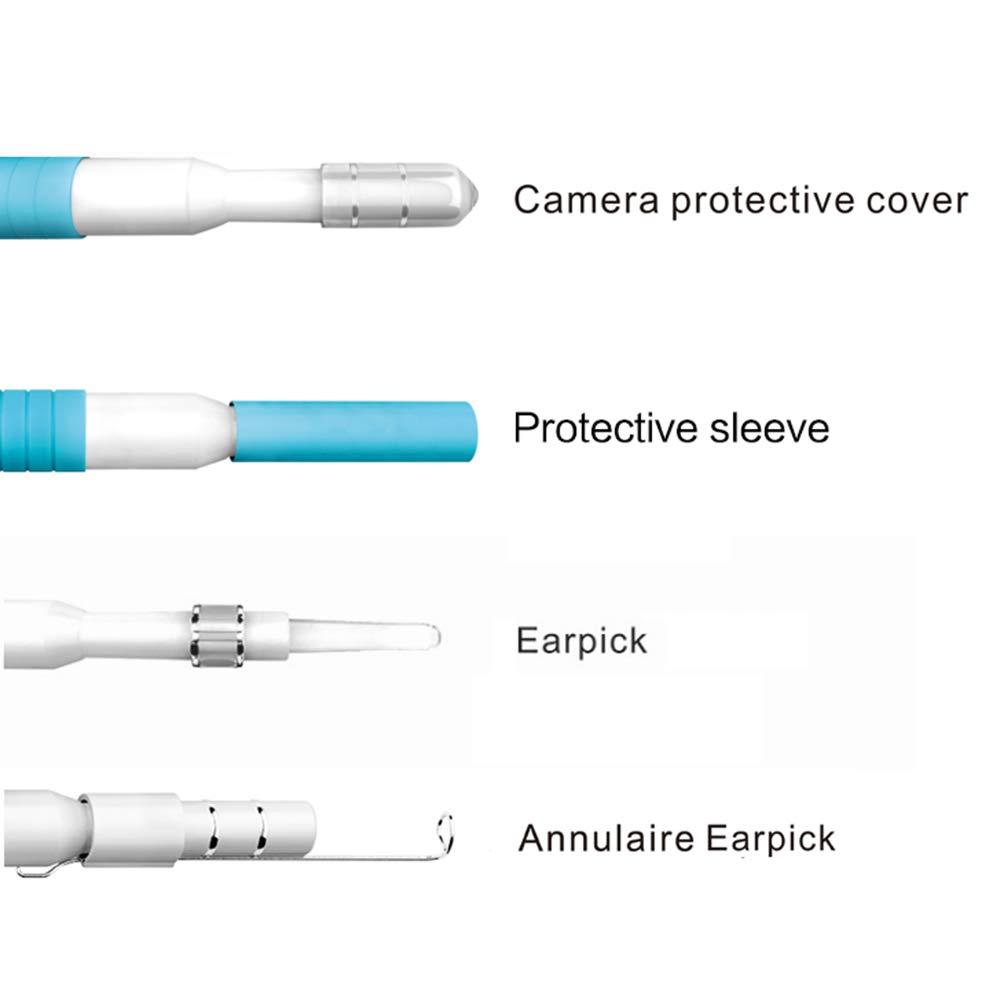 IKTU Iktu Otoscope Ear Cleaner USB Endoscope, 720P HD Visual Ear Spoon Digital Ear Camera, 3 in 1 Borescope Inspection Earwax Removal Cleaning Tool with 6 LED Lights for Android,Windows,MAC,Tablet