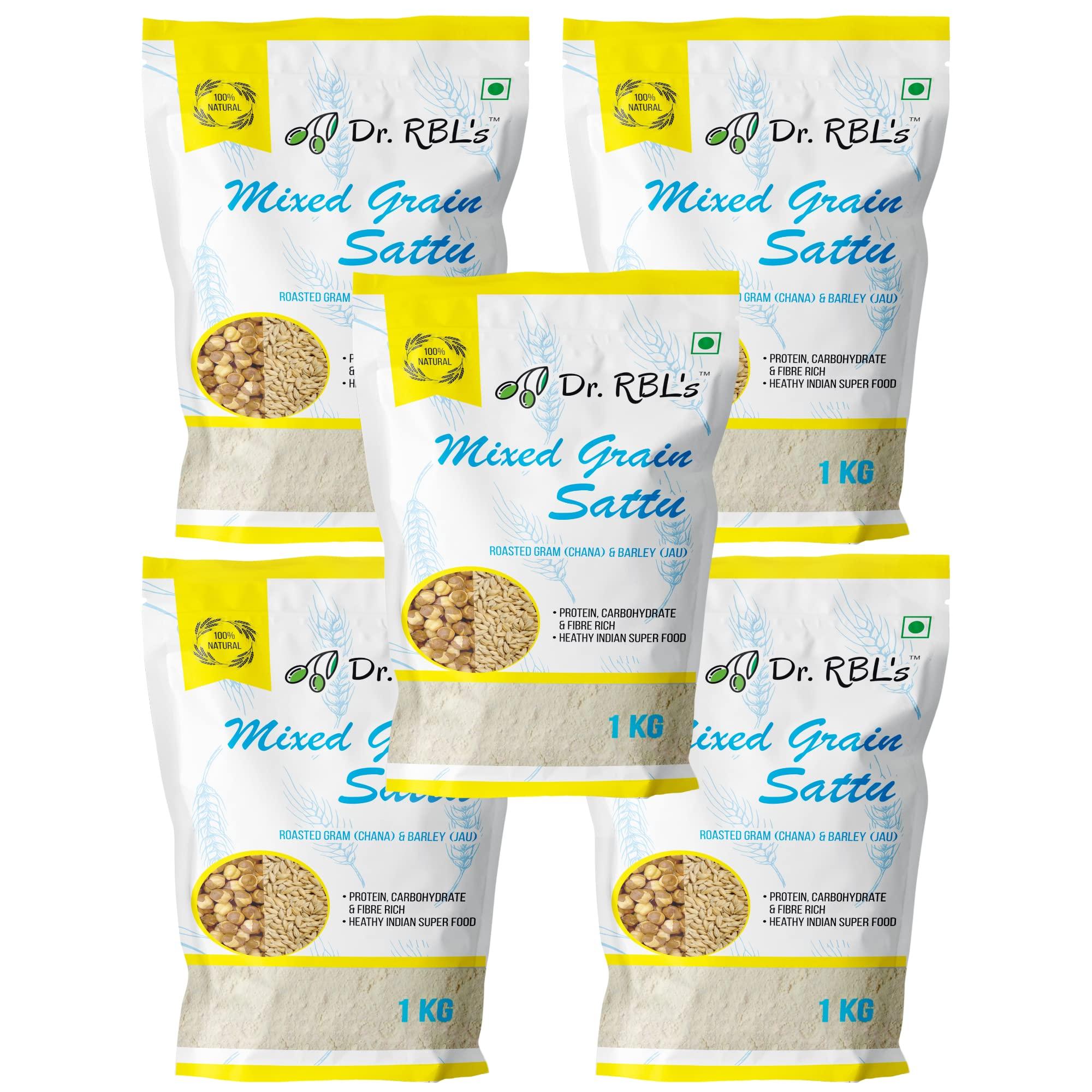 Dr. RBL's Dr. RBL's Sattu Powder | Mixed Grain Sattu Atta - Chana Sattu with Jau | Instant Sattu Drink 100% Natural & Fresh| Fibre - Rich High Protein Sattu Chana Flour | 5Kg Pack